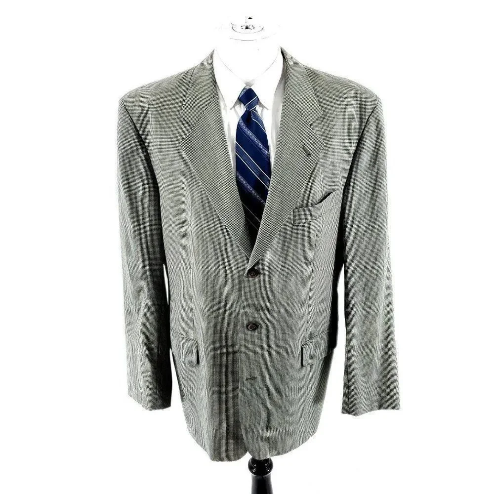 Hugo Boss Tatlagia‎ Wool 3 Button Blazer 42L Blue Cream Teal Plaid